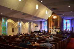 Holy Communion is celebrated in the Sanctuary on the first Sunday of each month.